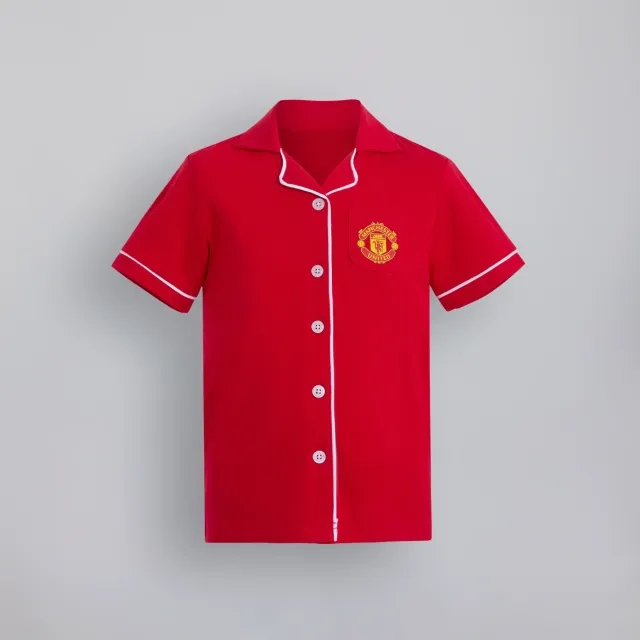 BRECREST Manchester United Girls Button Through Pyjama Set Red