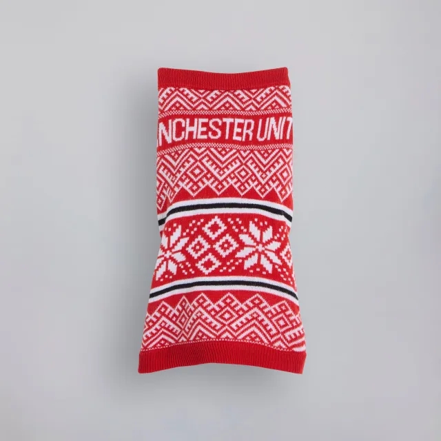 WIEBO Manchester United Pet Fairisle Christmas Jumper Red