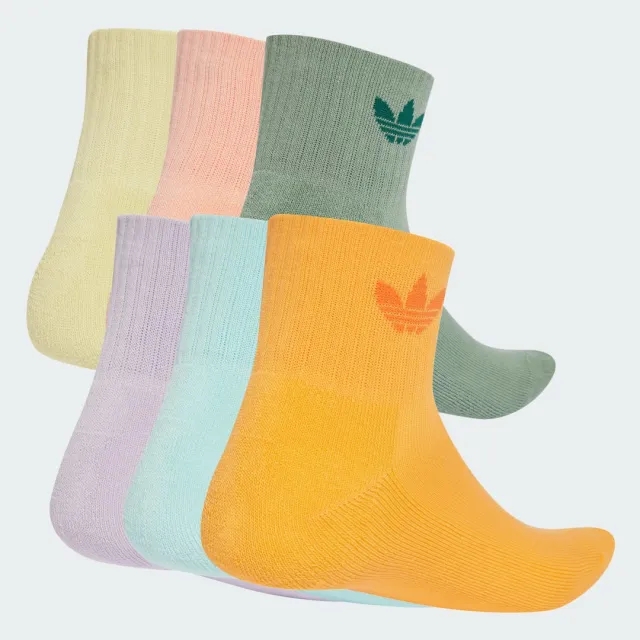 Adidas Originals Mid Ankle Socks 6-Pack In Multi-Green
