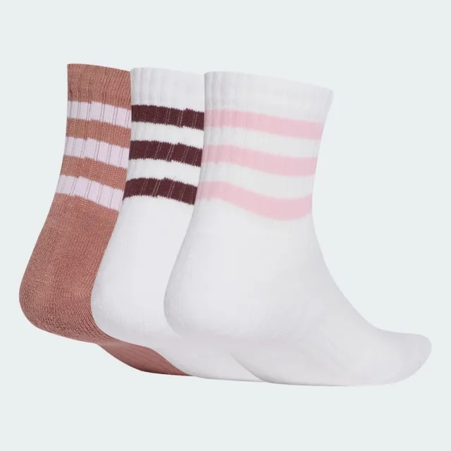 Adidas Training Essential 3 Stripe Mid Socks In White And Clay 3 Pack-Multi