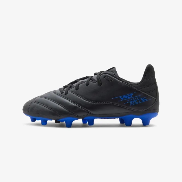 Kipsta Kids' Lace-Up Leather Football Boots Viralto Ii Fg - Black/Lightning