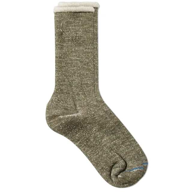 ROTOTO Wool Blend Double Faced Crew Socks, Army Green