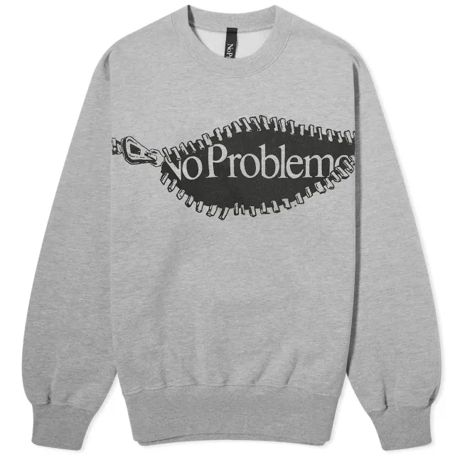 No Problemo Zip Logo Sweatshirt, Grey