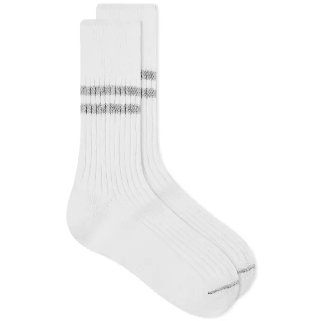 RoToTo Hemp Organic Cotton Stripe Socks - White / Gray
