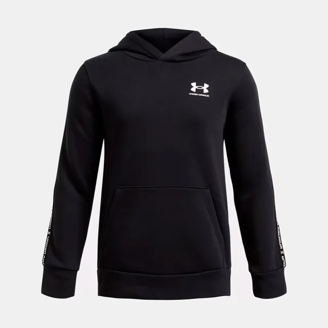 Boys'  Under Armour  Icon Fleece Taping Hoodie Black / White YXL (63 - 67 in)