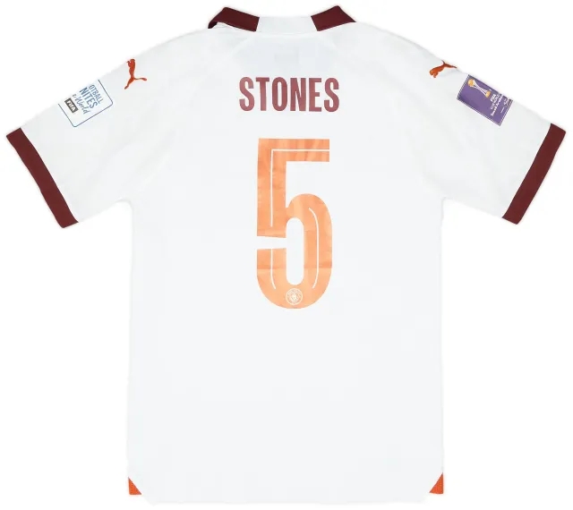 Puma 2023-24 Manchester City Match Issue Club World Cup Away Shirt Stones #5