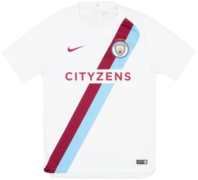 Nike 2017-18 Manchester City Player Worn 'Champions' Pre-Match Shirt #18 (Delph)