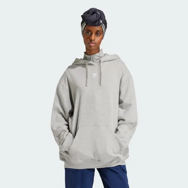 Adidas Originals Essentials Loose French Terry Hoodie In Medium Grey Heather