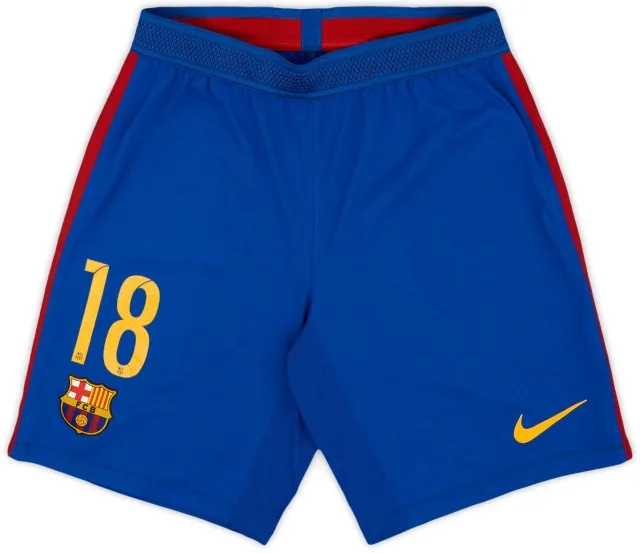 Nike 2016-17 Barcelona Authentic Home Shorts #18 (Jordi Alba) - 8/10 - (M)