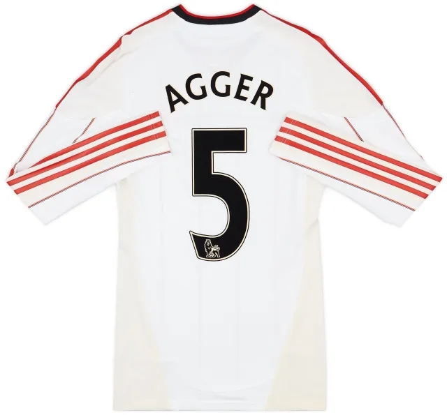 adidas 2010-11 Liverpool Authentic TechFit Away L/S Shirt Agger #5 - 4/10 - (M)