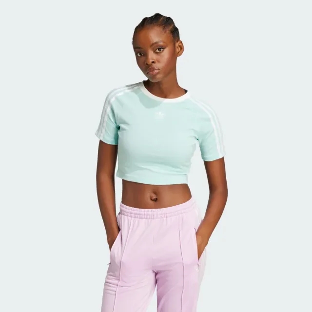 Adidas Originals 3-Stripes Baby Tee In Semi Flash Aqua-Blue