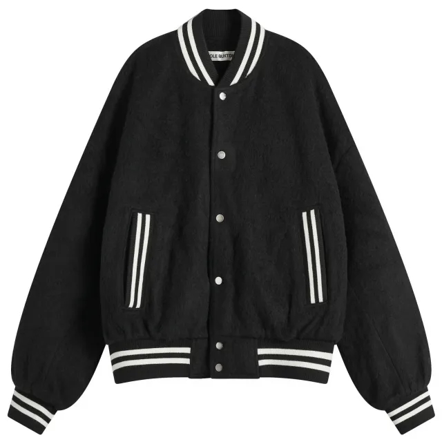 Cole Buxton Men's Wool Bomber Jacket Black