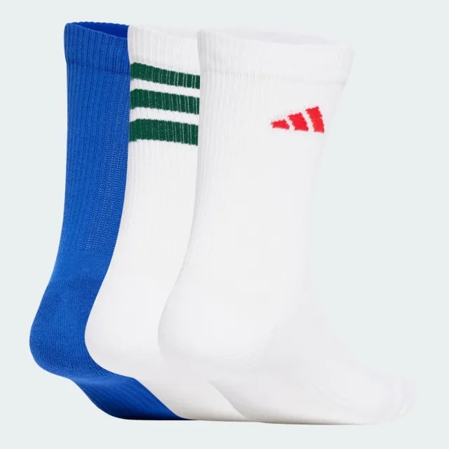 Adidas Training Crew Socks In White Blue Green 3 Pack-Multi
