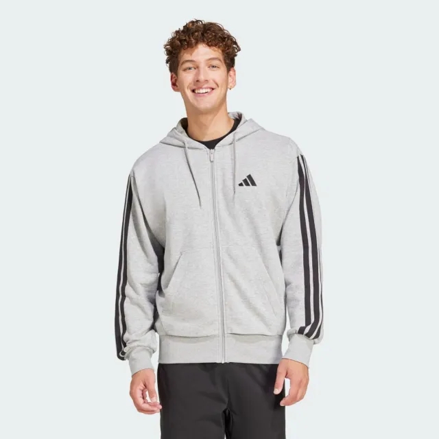 Adidas Essentials 3 Stripes French Terry Full Zip Sweatshirt