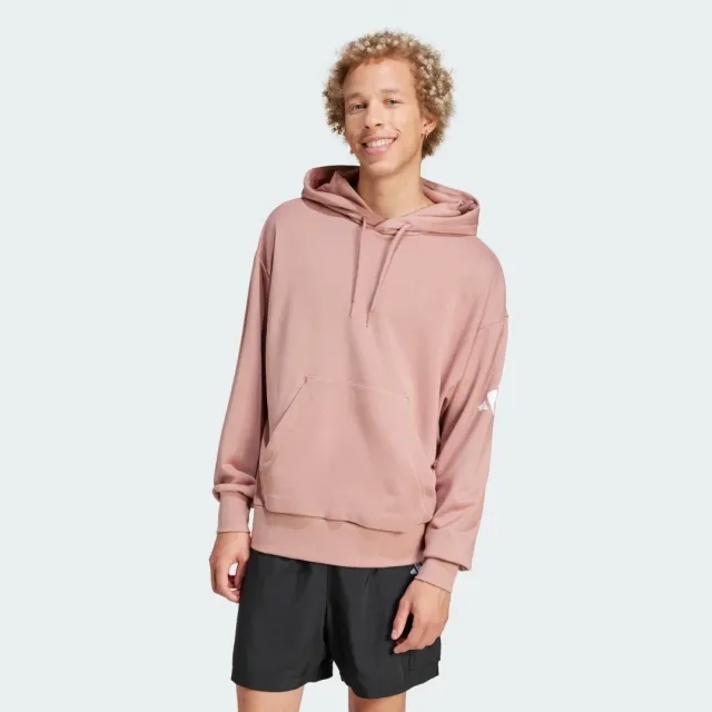 adidas Men Essentials Loose Fit 3 Bar Logo French Terry Hood