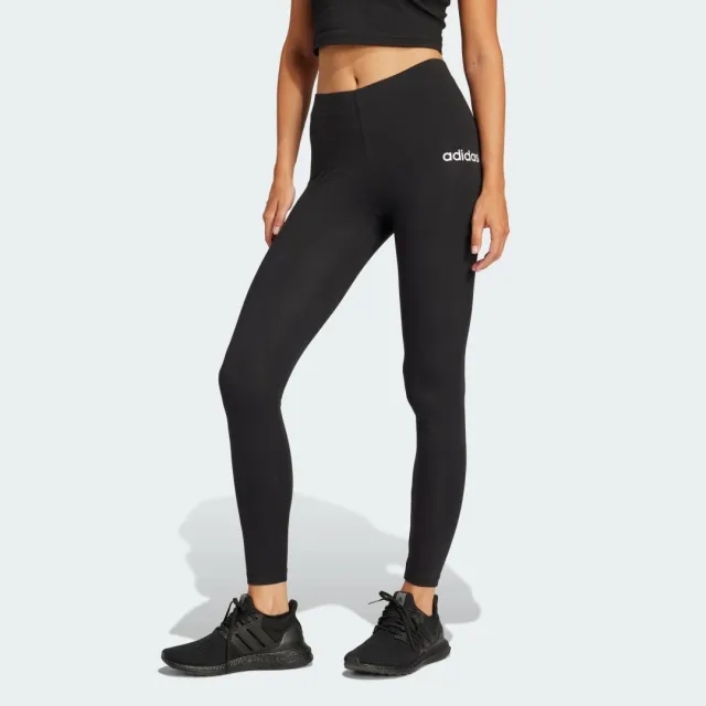 Adidas Essentials Linear Cotton Leggings In Black / White