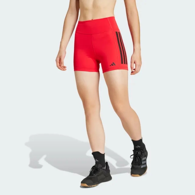 Adidas Performance Optime 3-Stripes 1/4 Short Leggings In Pure Ruby-Red