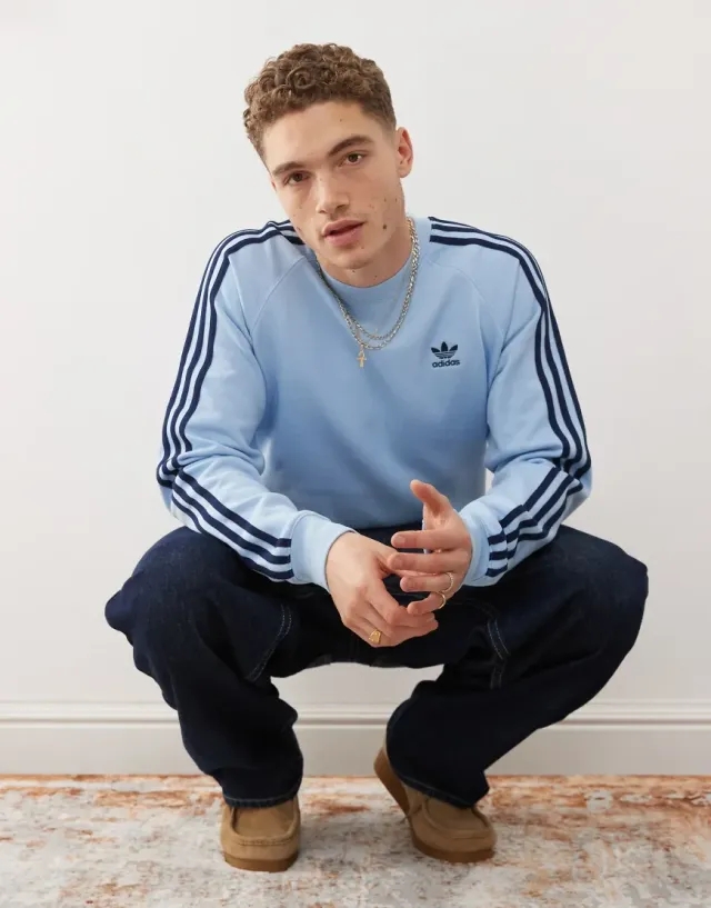 Adidas Originals Adicolor Classics 3-Stripes Crew In Blue