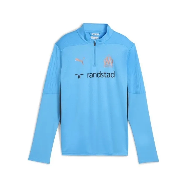 Puma Marseille Training Shirt 1/4 Zip - Bleu Azur/Copper Kids - ['Blue']
