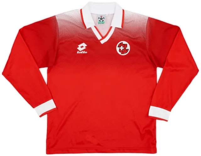 Lotto 1996-98 Switzerland Home L/S Shirt - 8/10 - (XXL.Boys)