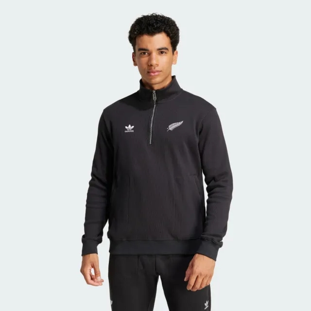 adidas All Blacks Essentials Half-Zip Waffle Sweatshirt