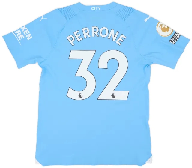 Puma 2023-24 Manchester City Match Issue Home Shirt Perrone #32