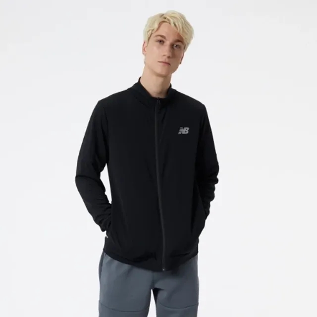 New Balance Men's NB Tech Training Knit Track Jacket in Black Poly Knit
