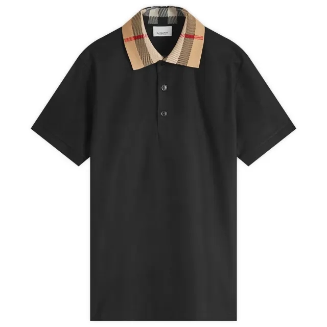 Burberry Men's Cody Check Collar Polo Black