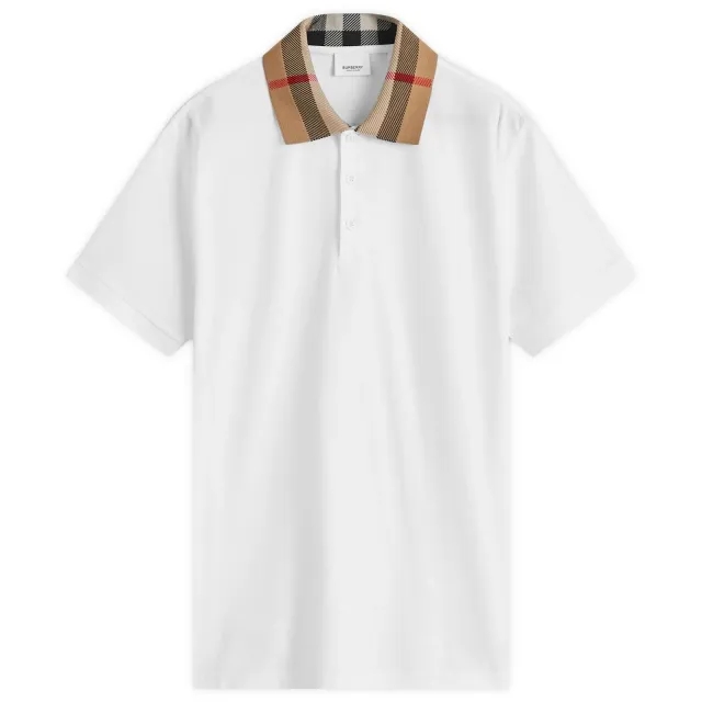 Burberry Men's Cody Check Collar Polo White