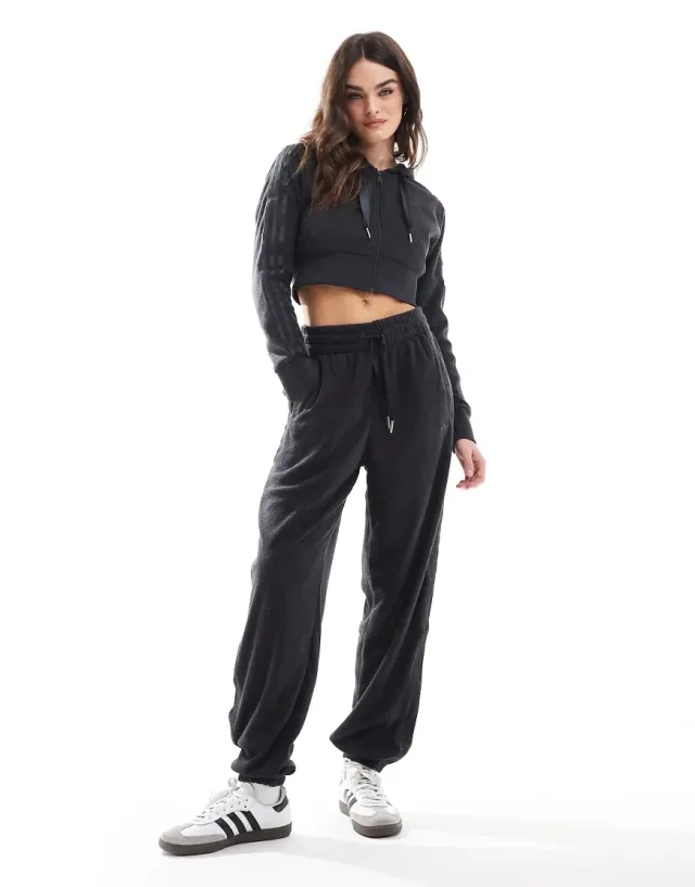 Adidas Originals Fleece Joggers Co-Ord In Black-Grey