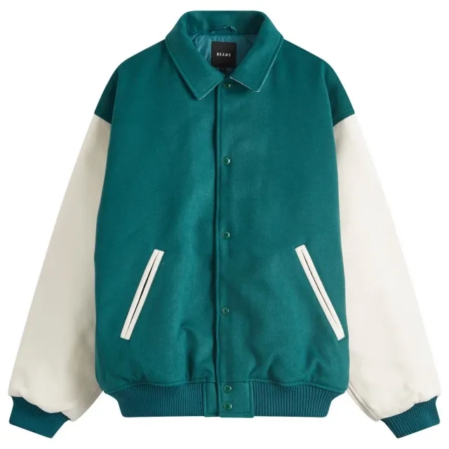 Asics BEAMS Men's Fleece Stadium Coach Jacket Green/Off White