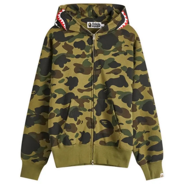 A Bathing Ape Women's Camo Shark Full Zip Hoodie Green