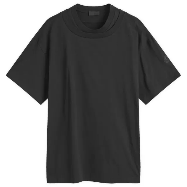 Moncler Men's Lightweight Cotton Jersey Washed T-Shirt Black