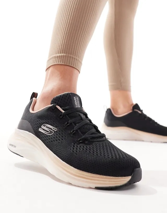 Skechers Women's Vapor Foam - Midnight Glimmer Sneaker in Black/Rose Gold