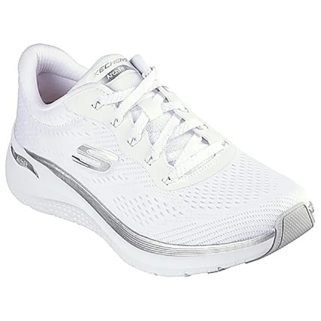 Skechers Women's Arch Fit 2.0 - Glow The Distance Sneaker in White/Silver