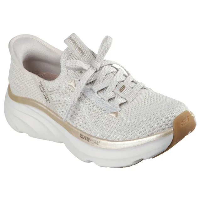 Skechers Women's Slip-ins Relaxed Fit: D'Lux Vapor - Evening Glowing Sneaker in Natural/Gold