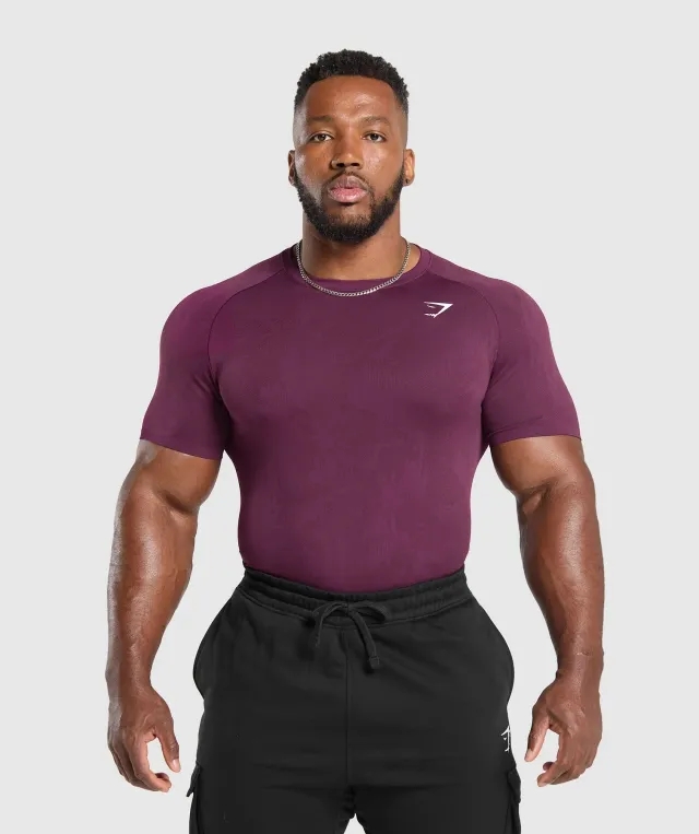 Gymshark Geo Seamless T-Shirt - Magenta Purple/Depth Purple