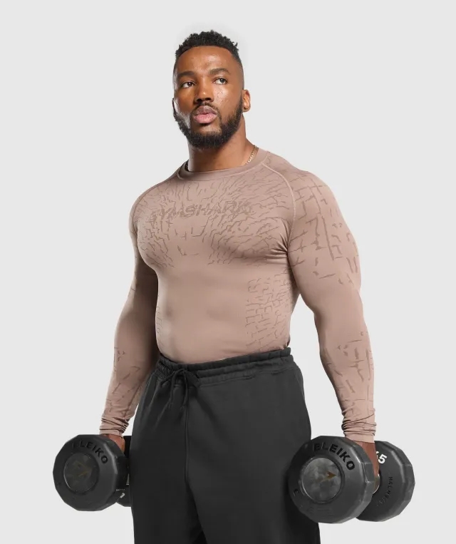 Gymshark Tectonic Long Sleeve T-Shirt - Mocha Mauve/Walnut Brown