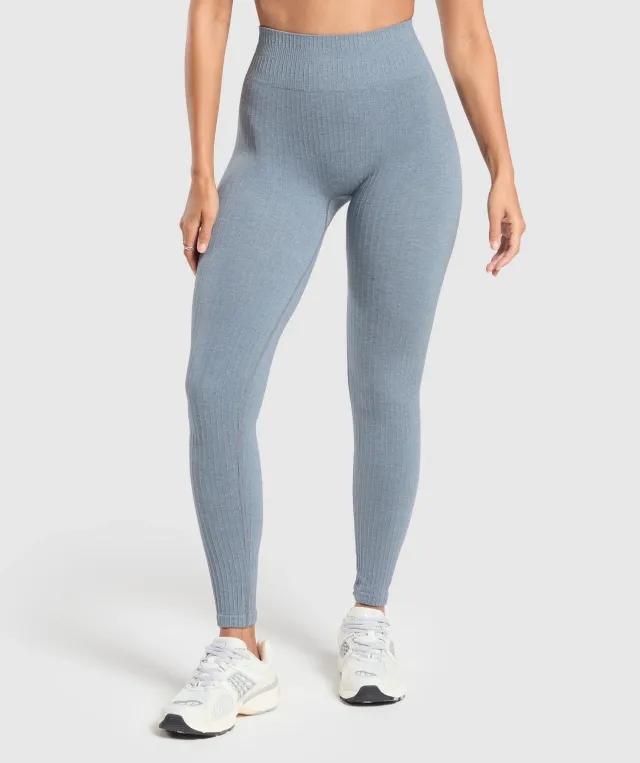 Gymshark Luxe Seamless Leggings - Metal Blue Marl
