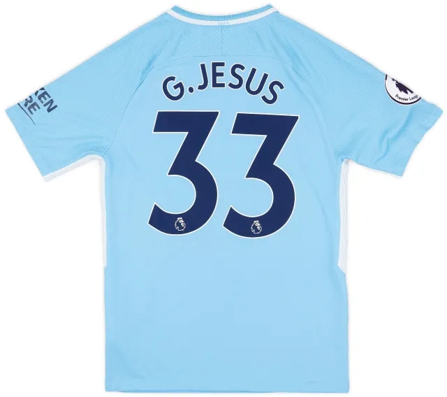 Nike 2017-18 Manchester City Home Shirt G.Jesus #33 - 6/10 - (S)