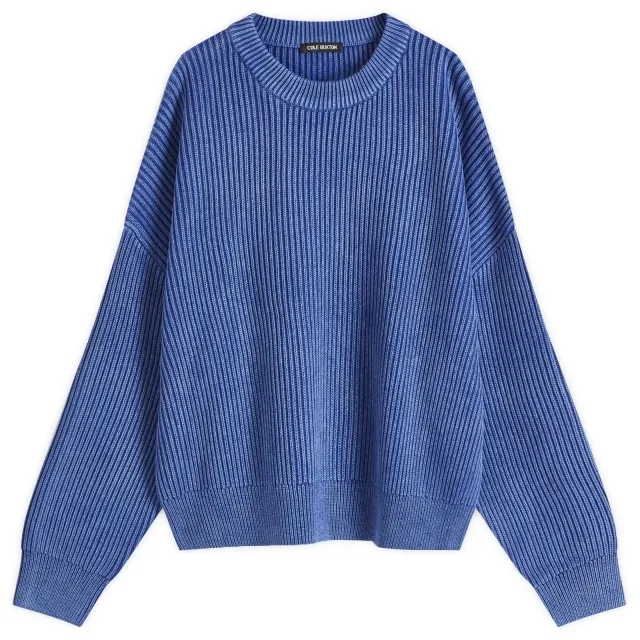 Cole Buxton Men's Acid Wash Knit Sweatshirt Cobalt Blue
