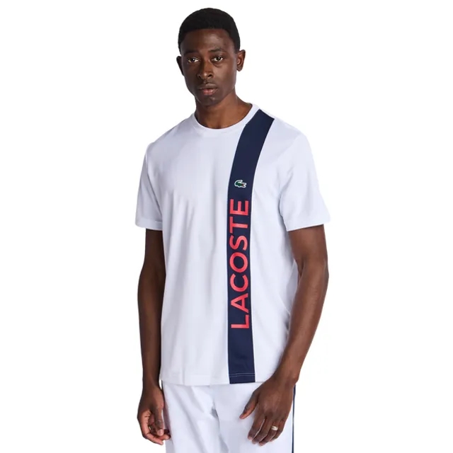 Lacoste Small Croc Logo Stripe Men T-Shirts - White