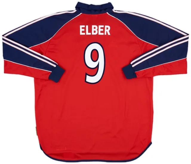 adidas 1999-01 Bayern Munich Player Issue Home L/S Shirt Elber #9 - 9/10 - (XL)