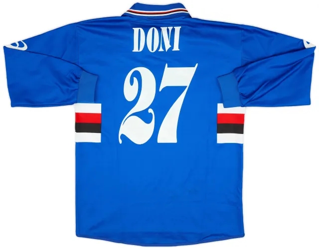 Asics 2003-04 Sampdoria Home L/S Shirt Doni #27 - 8/10 - (S)