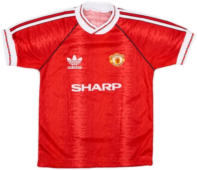 adidas 1990-92 Manchester United Home Shirt - 8/10 - (L.Boys)