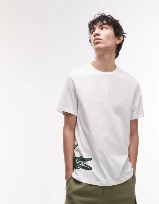 Lacoste T-Shirt In White With Placement Logo