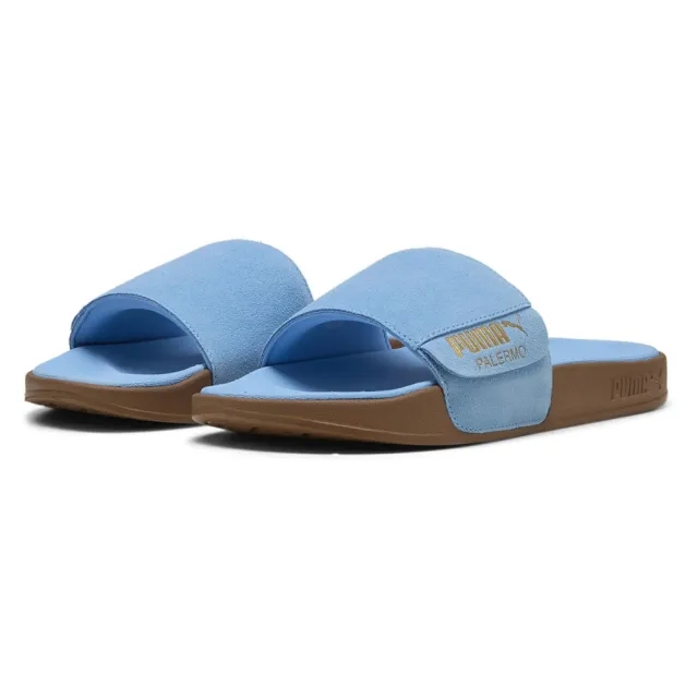 PUMA Leadcat 2.0 Palermo Foil Slide Sandalss Unisex, Light Blue/Gold/Gum