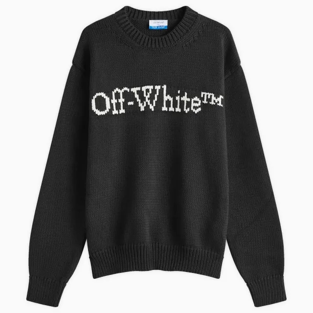 Off-White Men's Big Bookish Chunky Crewneck Knit Black/White