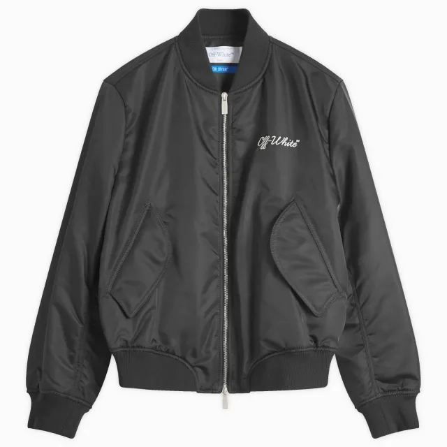 Off-White Men's Script Nylon Varsity Bomber Jacket Black
