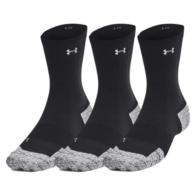 Unisex  Under Armour  ArmourDry® Run Cushion 3-Pack Mid-Crew Socks White / White / Reflective L